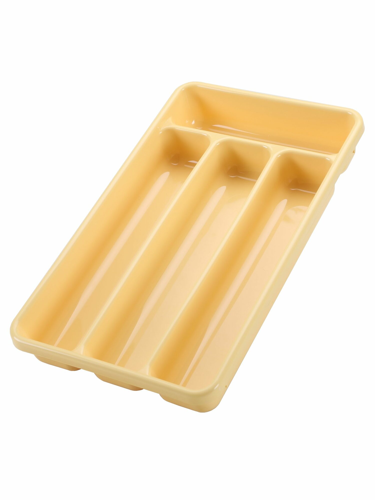 Лоток для столовых приборов  Cosmoplast   4 отделения  цвет  желтый