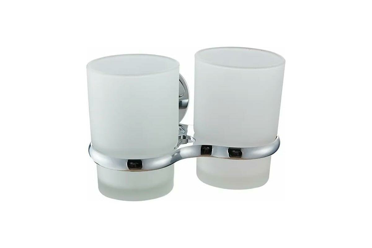 Стакан для зубных щеток Ekko E3606-1 двойной цвет Хром
