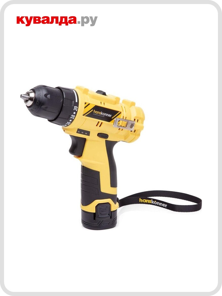дрель-шуруповерт HANSKONNER HCD1230R 12В Li-Ion 2Ач 2 АКБ - фото №2