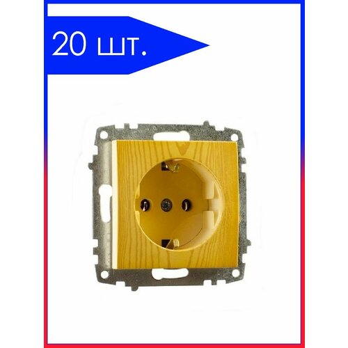 20 шт. Розетка В Рамку Одинарная с Заземлением Клен IP20 16А 250В ZENA VEGA EL-BI арт. 609-012700-217