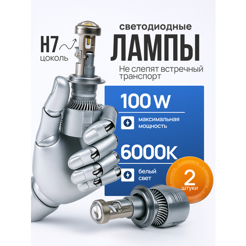 Линзованные лампы головного света H7 автолампы светодидные Led лампы Н7 лампы мини линза 2991₽