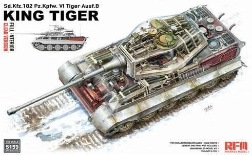 Rye Field Model (RFM) RM-5159 Сборная модель тяжелого танка Sd. Kfz.182 Pz.Kpfw.VI Tiger Ausf.B Королевский Тигр с полной внутренней отделкой масштаба 1/35