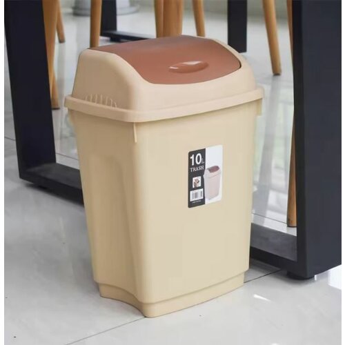 Мусорное ведро Vapaa с крышкой напольное, бежевый, 10 л, 35х23х16 см