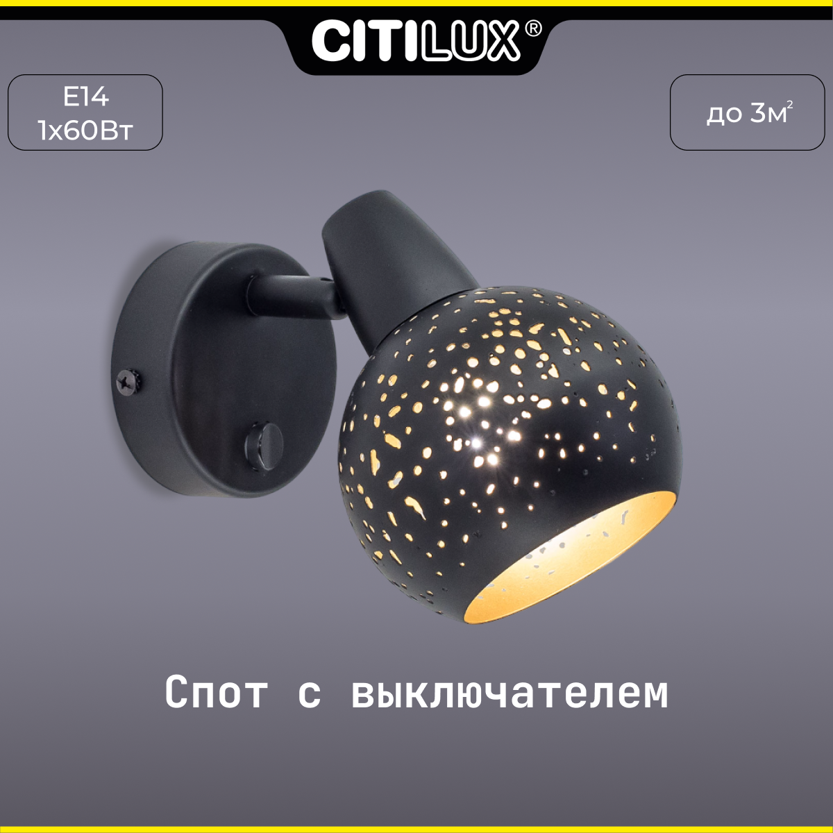 Citilux Деко CL504512 Спот поворотный с выключателем Чёрный