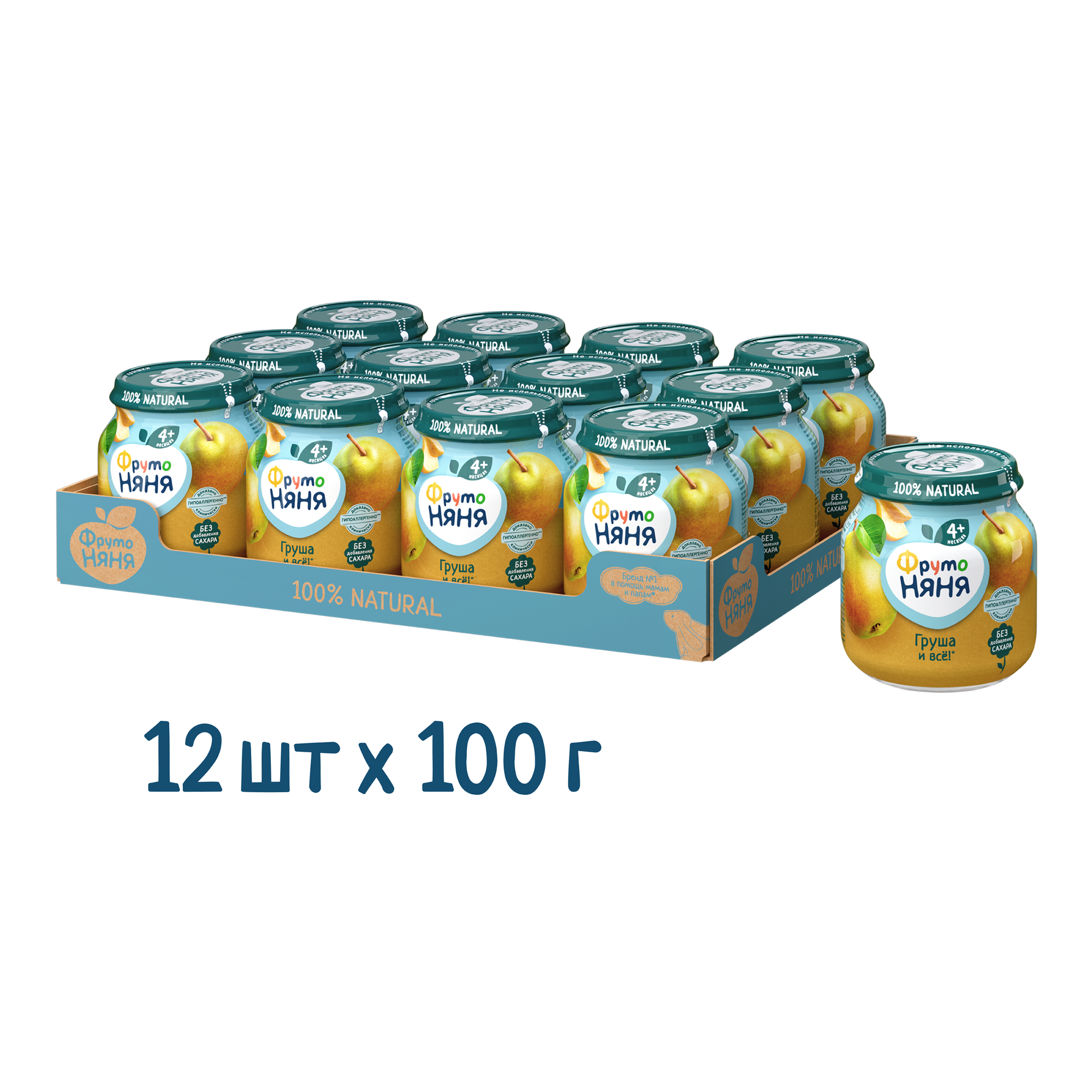 Пюре ФрутоНяня из груш, с 4 месяцев, 100 г, 12 шт.