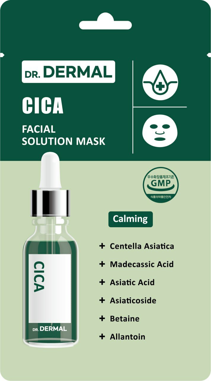 Dr.dermal FACIAL SOLUTION Маска для лица Cica, с центеллой, 25 мл