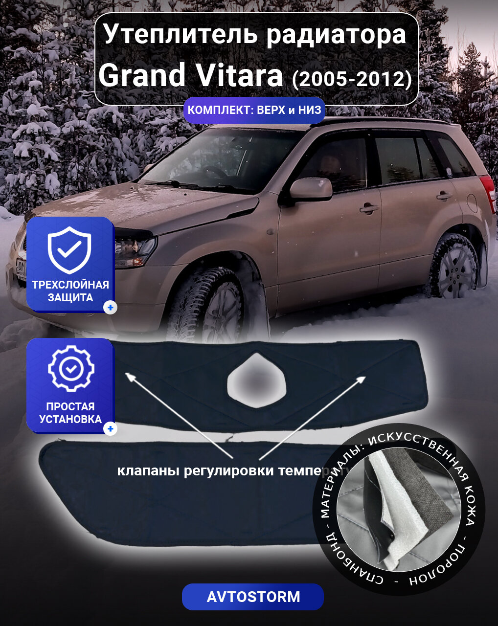 Утеплитель радиатора для автомобиля Suzuki Grand Vitara 2005-2012 - Сузуки Гранд Витара