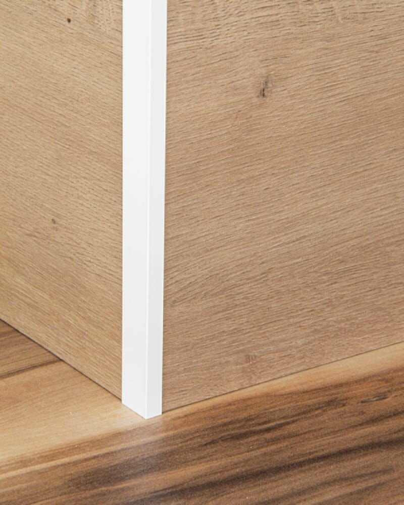 Планка для кухонного фартука или панели, F-образный, угловая, панели толщиной 6 мм, Белая.