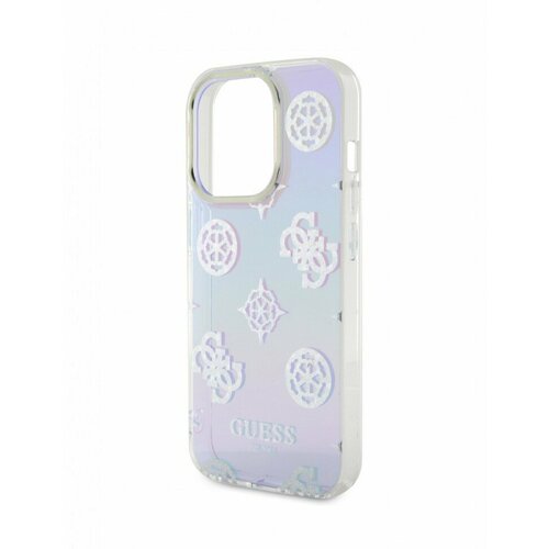 фото Чехол guess pc/tpu peony glitter +nylon hand cord hard для iphone 15 pro, цвет фиолетовый (guhcp15lhpelisu)