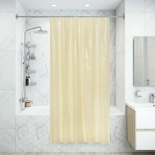 Штора для ванной с кольцами V-Line 120x180 см полиэтилен цвет бежевый 297₽