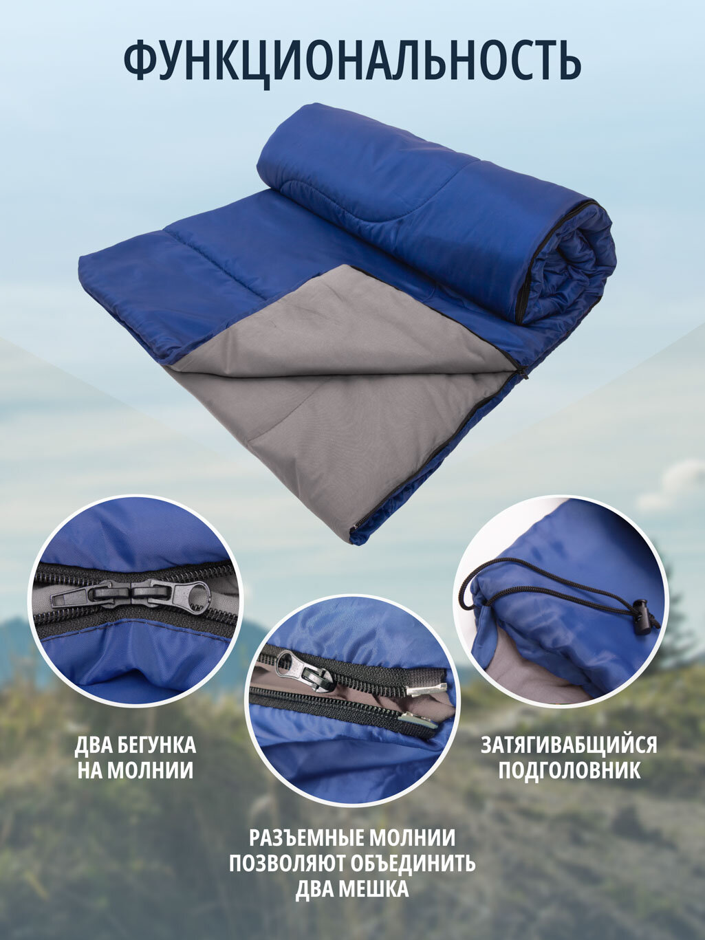 Спальный мешок (спальник туристический) Saimaa Comfort 200 (200см) синий