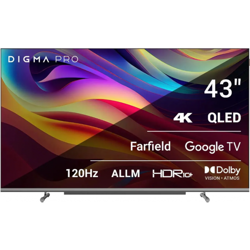 телевизор qled digma pro 55 qled 55l google tv Телевизор QLED Digma Pro 43L, черный/серебристый