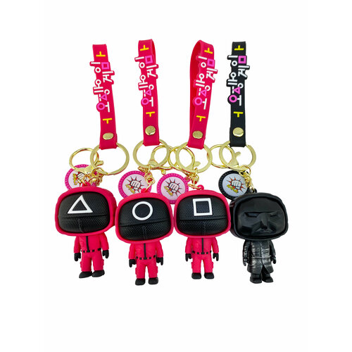 Брелок, 4 шт., черный, розовый