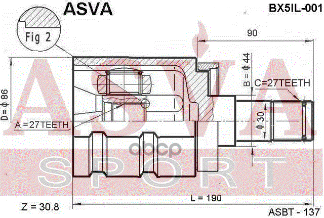 Шрус Внутренний (Oem-Исполнение) | Перед Лев | ASVA арт. BX5IL001