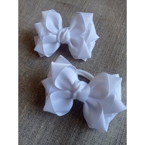 Бантики белые, однотонные 2 шт, Банты в школу. Бантики для девочек.