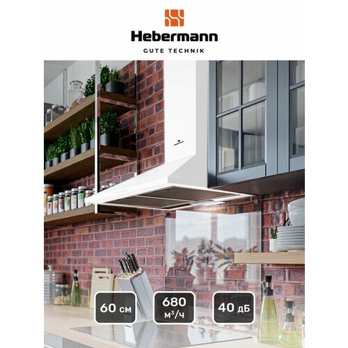 Кухонная вытяжка купольная HBWH 601 W 60см Отделка-окрашенная сталь кнопочное управление LED лампа цвет-белый 1069000₽