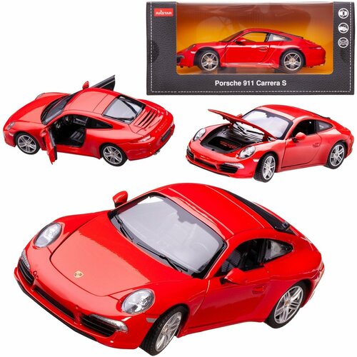 Машина металл. 1:24 Porsche 911, цвет красный RASTAR 56200R легковой автомобиль rastar porsche 911 carrera s 47700 1 12 34 см черный