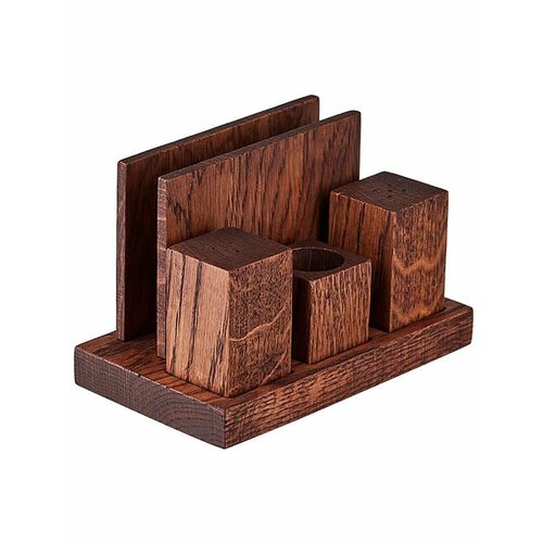 Набор для специй и салфеток 17х10х10 см, дуб, PPwood, Q826O-00B