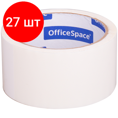 Комплект 27 шт, Клейкая лента упаковочная OfficeSpace, 48мм*40м, 45мкм, белая, ШК