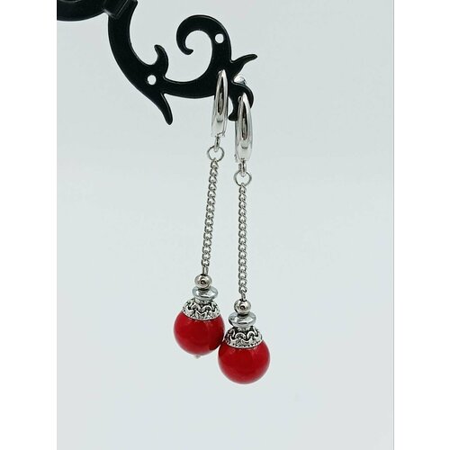 Серьги MARI JOO, красный, серебряный