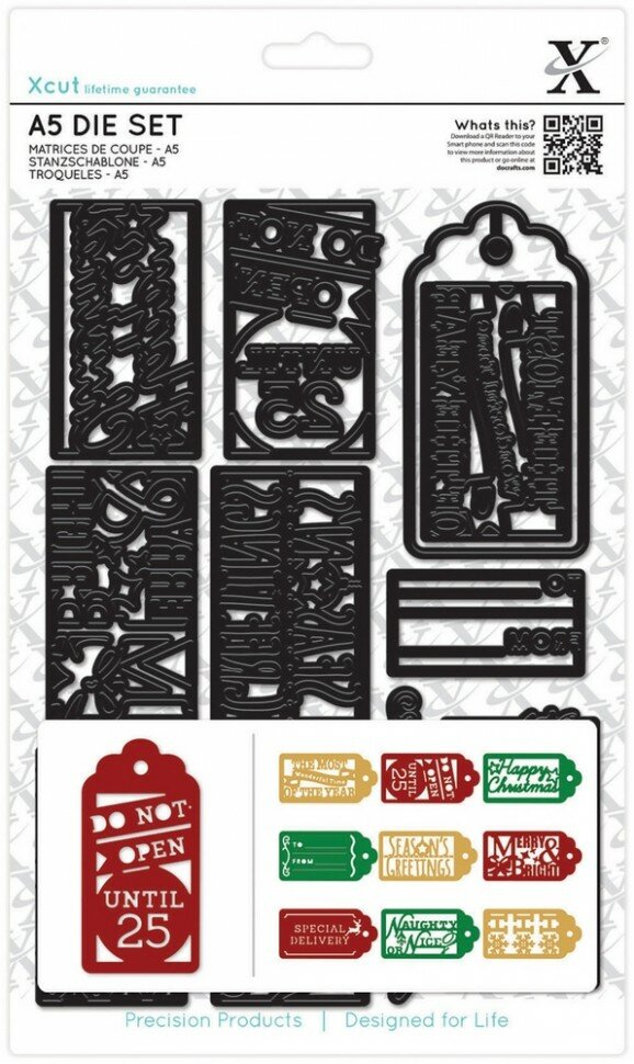 Набор ножей для вырубки "Рождественские подарочные бирки" #XCU503930 Docrafts 14.8 х 21 см