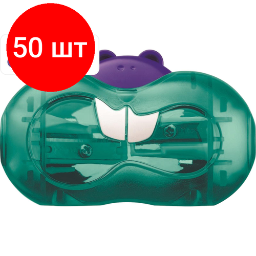 Комплект 50 штук, Точилка MAPED CROC CROC TWIST 2 отверстия, полупрозрачная, в ассорт 18411