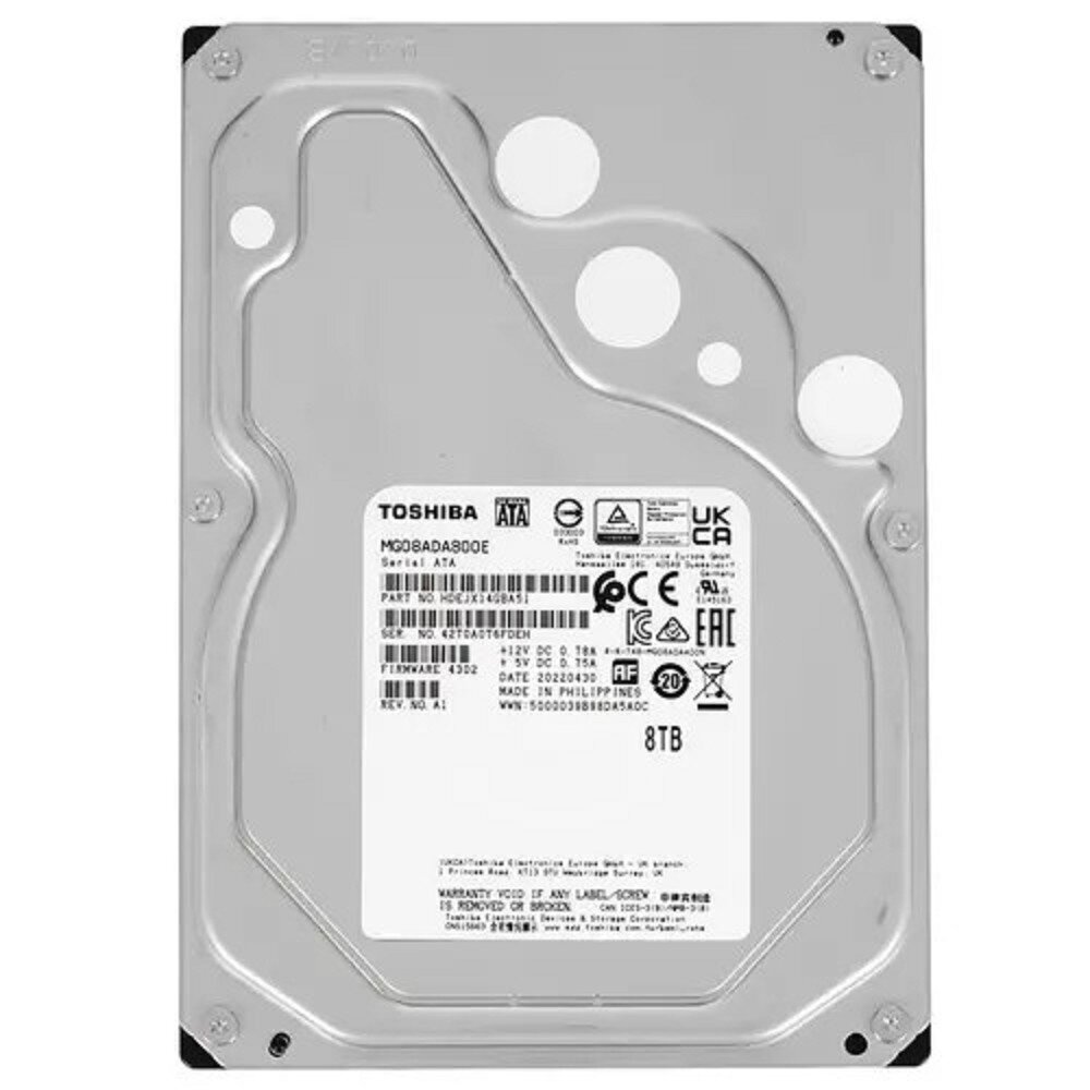 8TB Toshiba HDD Server (MG08ADA800E) SATA-III, 7200 rpm, 256Mb buffer, 3.5" analog MG06ACA800E