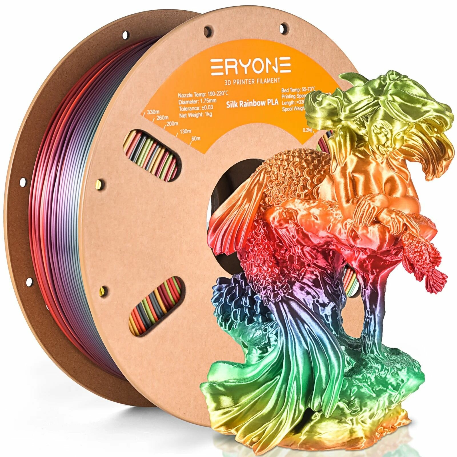 Филамент ERYONE Rainbow Palette PLA 175 мм 1 кг / пластик для 3D принтера / Радужный металлик