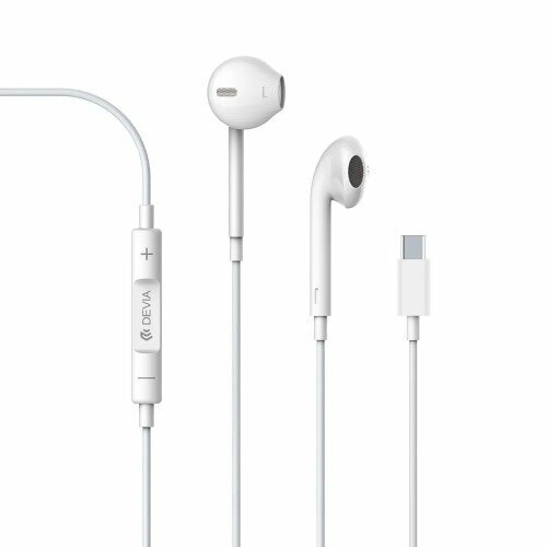 Devia Проводные наушники Smart Earpods, подключение Type-C, белые