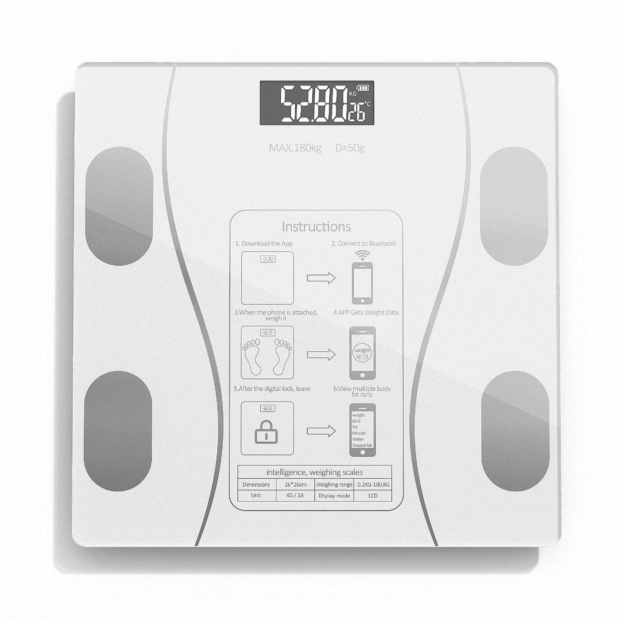 Напольные умные весы c bmi, электронные напольные весы для Xiaomi, iPhone, Android, белые
