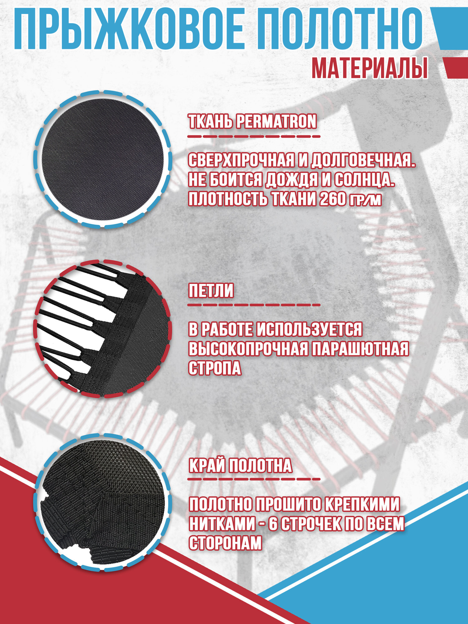 Восьмиугольное прыжковое полотно для фитнес-батута. — фото 1