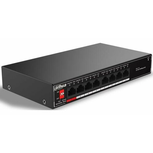 DAHUA DH-SG1008P 8-портовый гигабитный неуправляемый коммутатор c PoE 8xRJ45 1Gb PoE суммарно 96Вт коммутация 20 Гбитс MAC-таблица 8K металл 8190₽