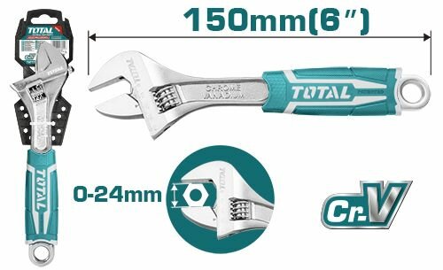 Ключ разводной 150 мм. TOTAL INDUSTRIAL