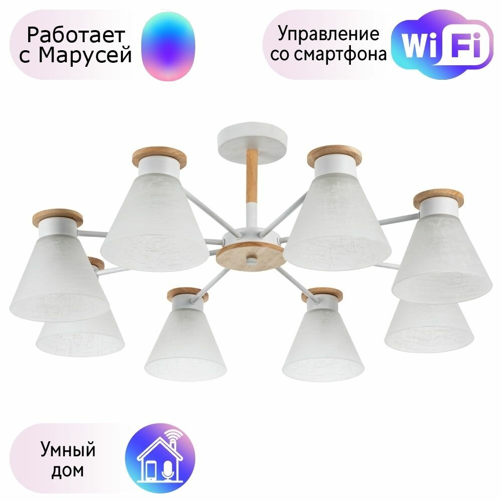 Потолочная люстра Arte Lamp Tyler с поддержкой Маруся A1031PL-8WH-М - фото №1