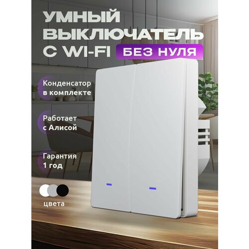 Умный выключатель с Алисой и wi-fi двухклавишный