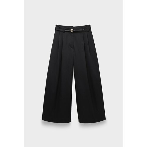 Брюки кюлоты JUUN.J double waisted wide tucked pants, размер 42, черный