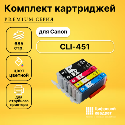 Набор картриджей DS CLI-451XL-PGI-450XL Canon увеличенный ресурс совместимый набор перезаправляемых картриджей с чернилами ocp для canon pixma ip7240 mg5440 mx924 mg5540 mg5640 mg6440 mg6640 ix6840