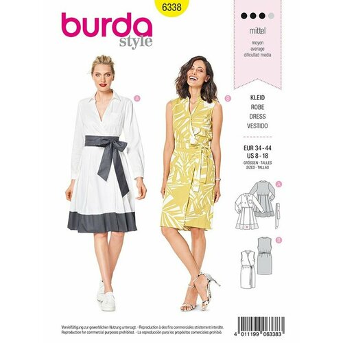Выкройка Burda 6338 Платье с запахом выкройка burda 6338 платье с запахом