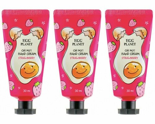 DAENG GI MEO RI Крем для рук Egg Planet OH MY Hand Cream Strawberry, с ароматом клубники, 30 гр, 3 шт