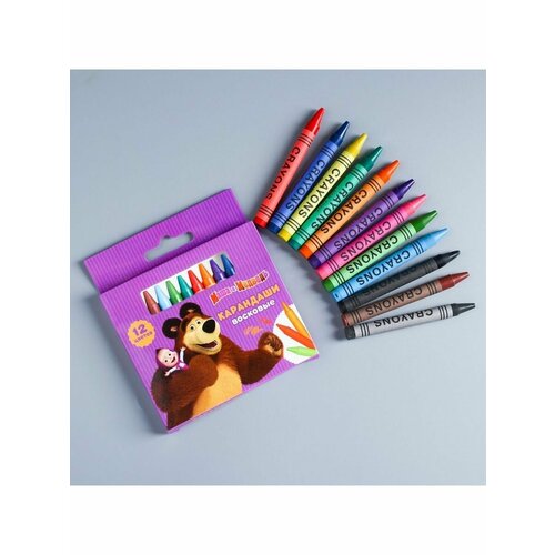 восковые карандаши набор 6 цветов высота 1 шт 8 см диаметр 0 8 см Восковые карандаши Маша и медведь , набо