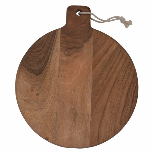 Доска разделочная из дерева акации с круглой короткой ручкой Borghouse, диаметром 25 см