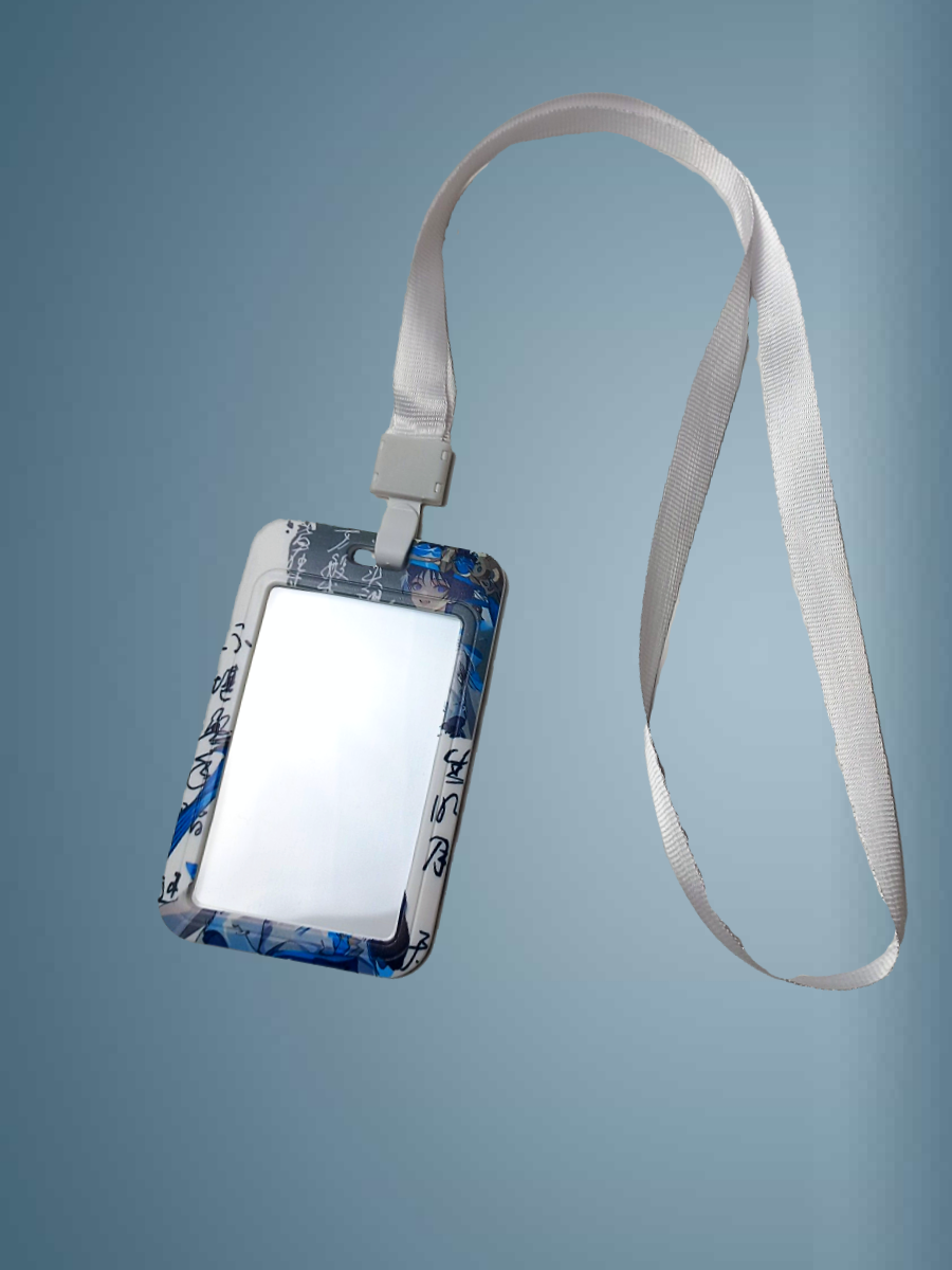 Чехол для бейджа Melody, на ленте, пластик, вертикальное крепление, серо-голубой — фото 1