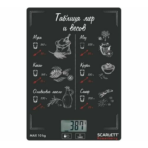 Весы кухонные SCARLETT SC-KS57P94 черный/рисунок весы кухонные электронные scarlett sc ks57p34 блины с клубникой