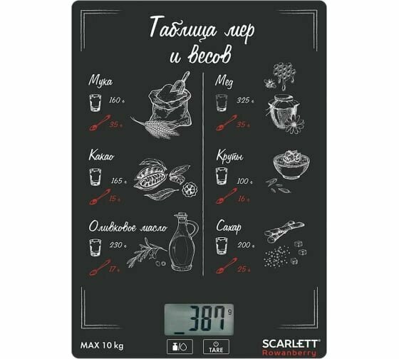Весы кухонные SCARLETT SC-KS57P94 черный/рисунок