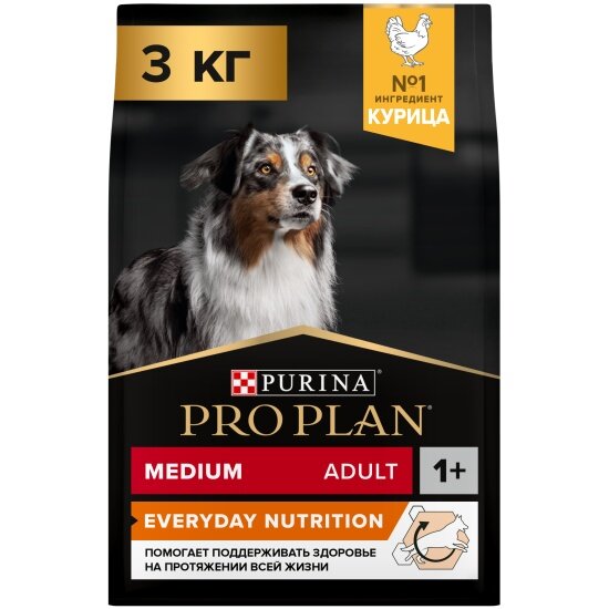Корм сухой для собак средних пород Pro Plan Medium Adult Opti Balance с курицей 3 кг