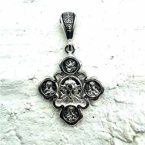 серебряный мужской крест margo jewelry из серебра 925 пробы на основе дерева эбен Крестик Рус Ювелир Альянс, серебро, 925 проба, чернение