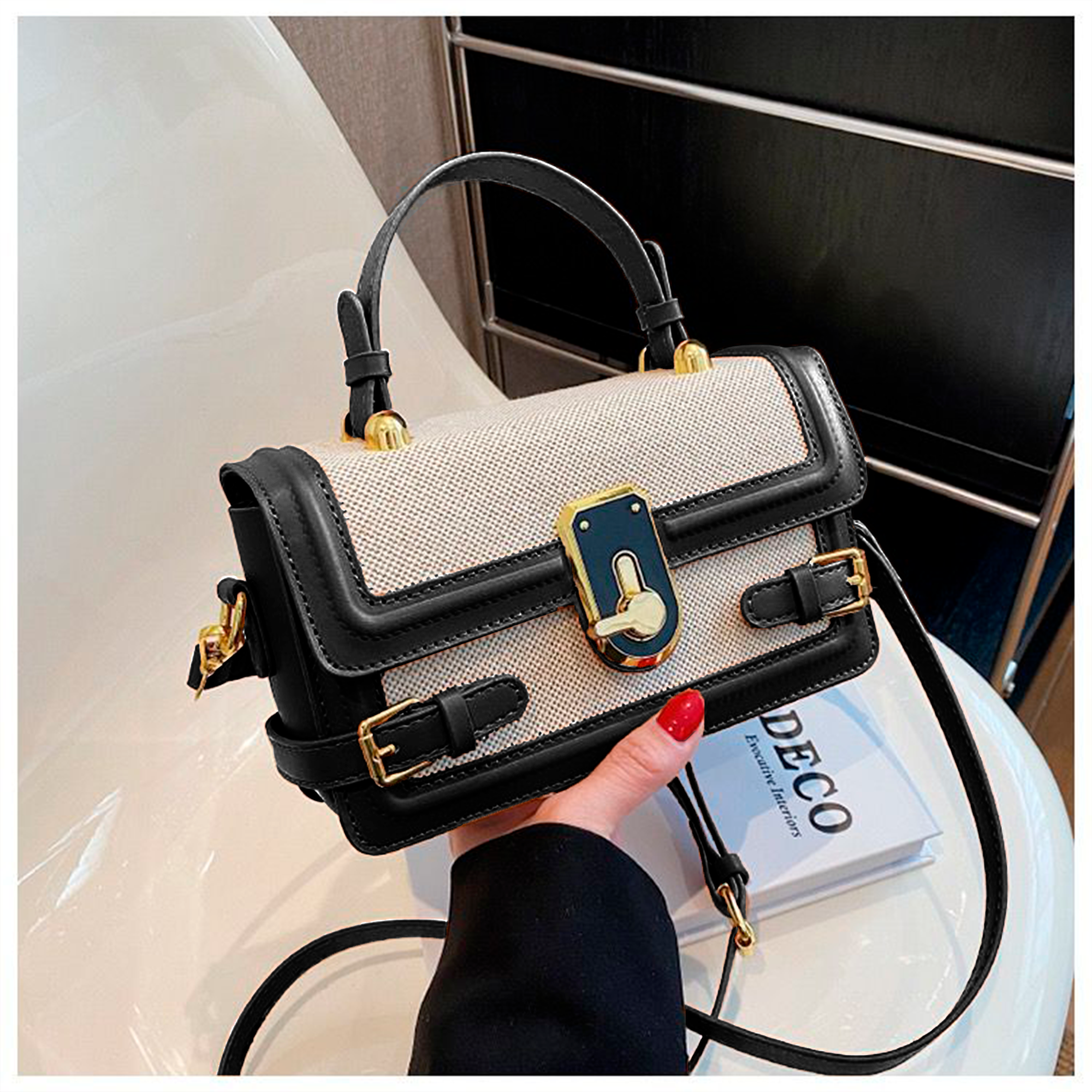 фото Сумка женская через плечо, кросс-боди, экокожа, черная