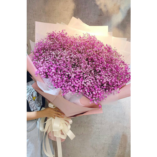 Премиум букет из розовой гипсофилы 51 шт, цветы премиум, шикарный, красивый букет цветов.