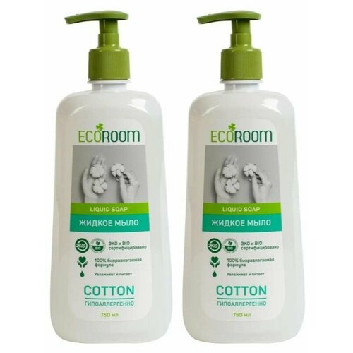 ECOROOM Мыло жидкое Хлопок, 750 мл, 2 шт