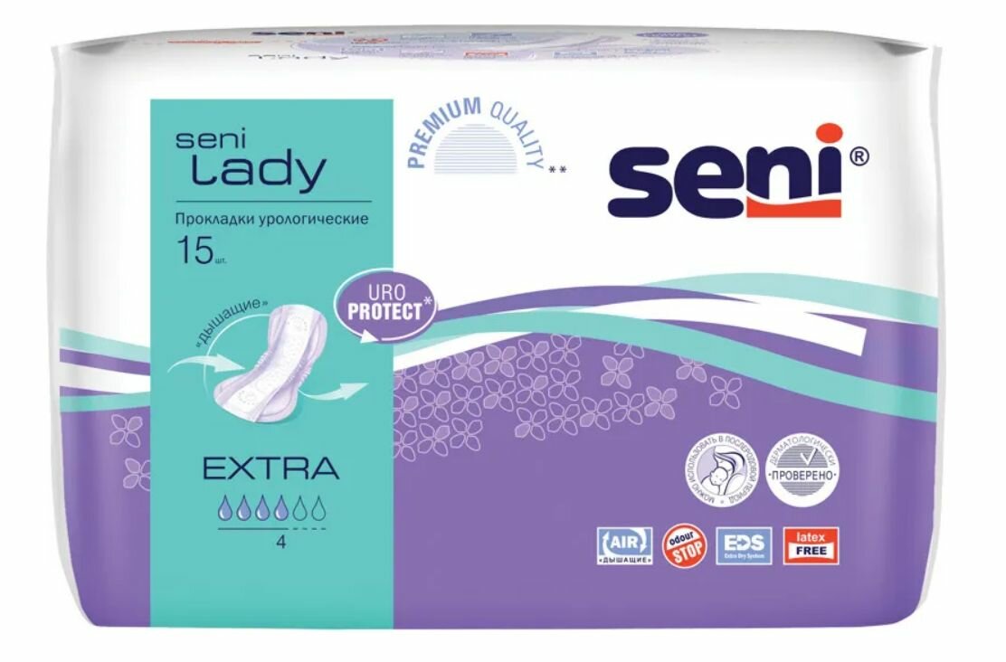 Картинки Прокладки урологические женские Seni Lady extra, 15 шт, 2 уп
